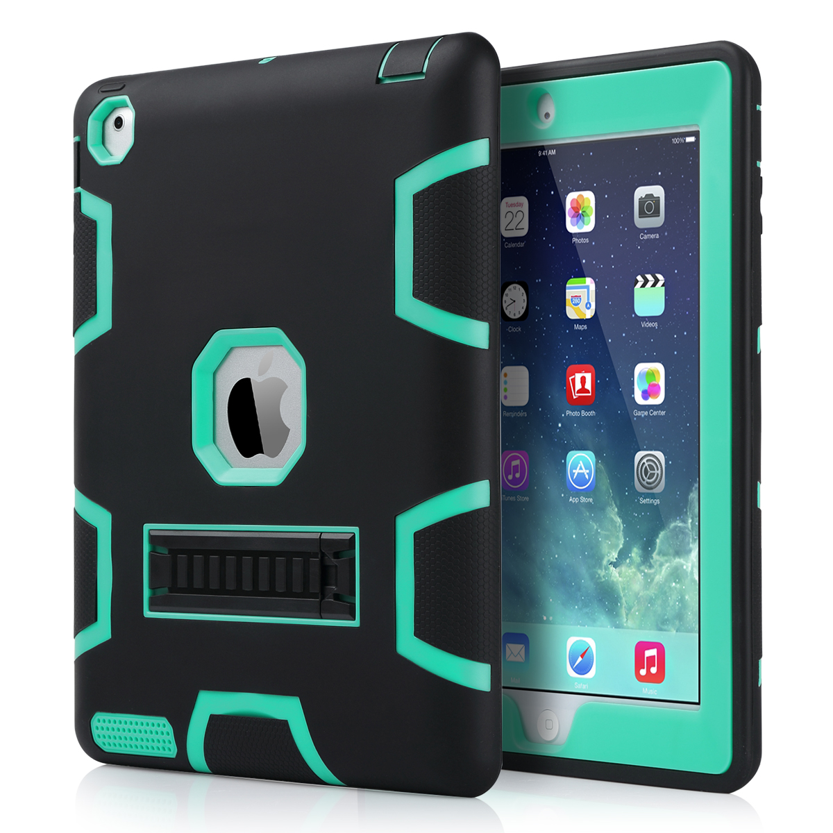 Shockproof Heavy Duty Rubber Hard Kickstand Case Cover For Apple iPad 2